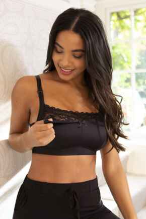 Rebel Lightly Lined Nursing Bra - Black