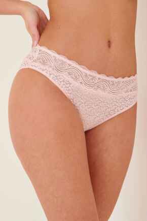 Leopard Lace Midi Brief  - Soft Pink
