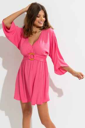 EcoVero™ Crinkle O Ring Cover Up - Pink