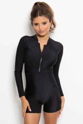 Energy Long Sleeved Shorty Paddle Swimsuit - Black