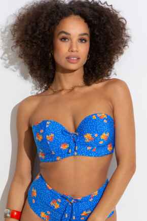 Santa Cruz Strapless Lightly Padded Underwired Top - Blue Floral
