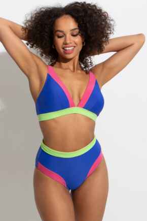Palm Springs High Leg Tummy Control Brief - Ultramarine/Pink/Citrus