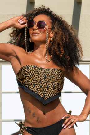 Casablanca Underwired Removable Straps Scarf Top - Gold Chain
