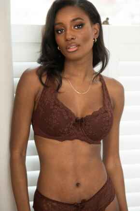 Flora Lightly Padded Underwired Bra - Chocolate