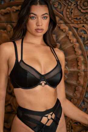 Obsessed Double Strap Underwired Bra  - Black