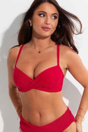 Free Spirit Lightly Padded UW Twist Front Top - Red