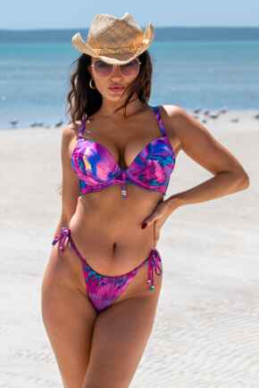 Cabana Adjustable Tie Side Bikini Brief  - Purple Floral