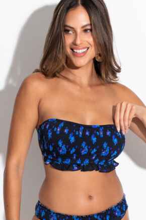 Free Spirit Strapless Underwired Top - Black Ditsy