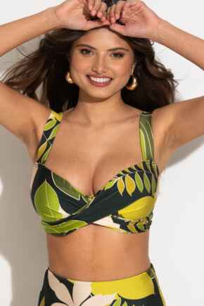 Dolce Vita Lightly Padded Twist Front Bikini Top - Green Tropical
