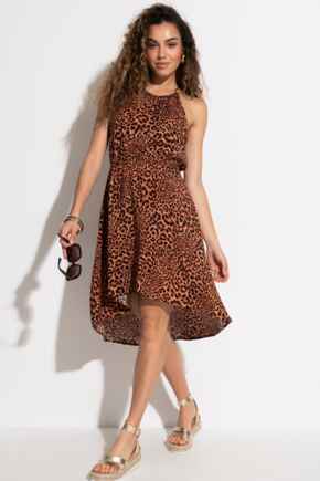 LENZING™ ECOVERO™ Viscose Gold Chain High Neck Bea - Leopard