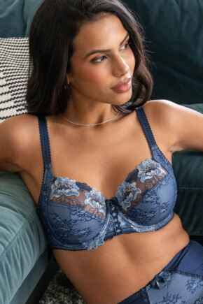 Sofia Lace Embroidered Side Support Bra - Dusk/Blue