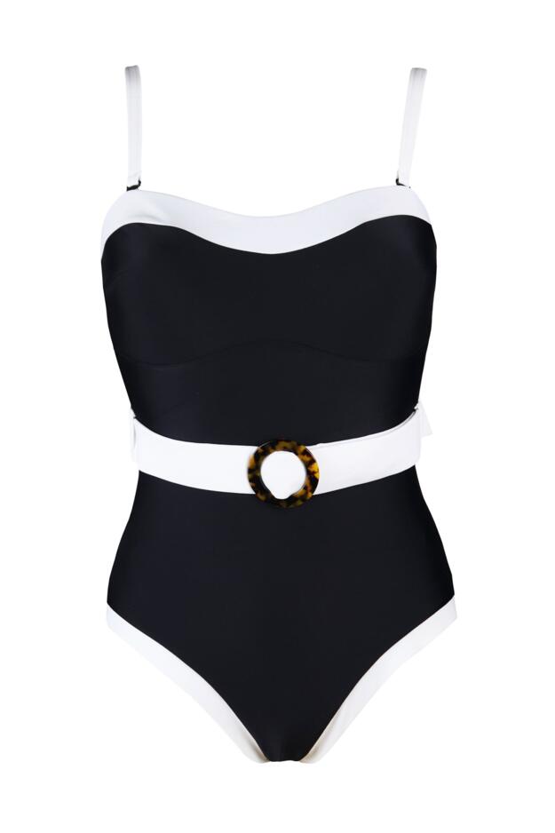 Removable Straps Belted Control Swimsuit
