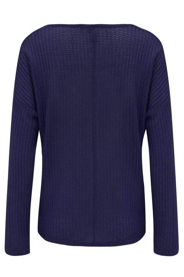 Waffle Knit Ruche Front Long Sleeve Top 