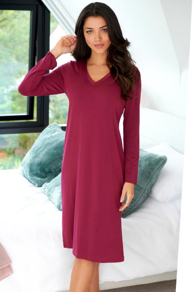 Modal Jersey Long Sleeve V Neck Hidden Support Nightdress 