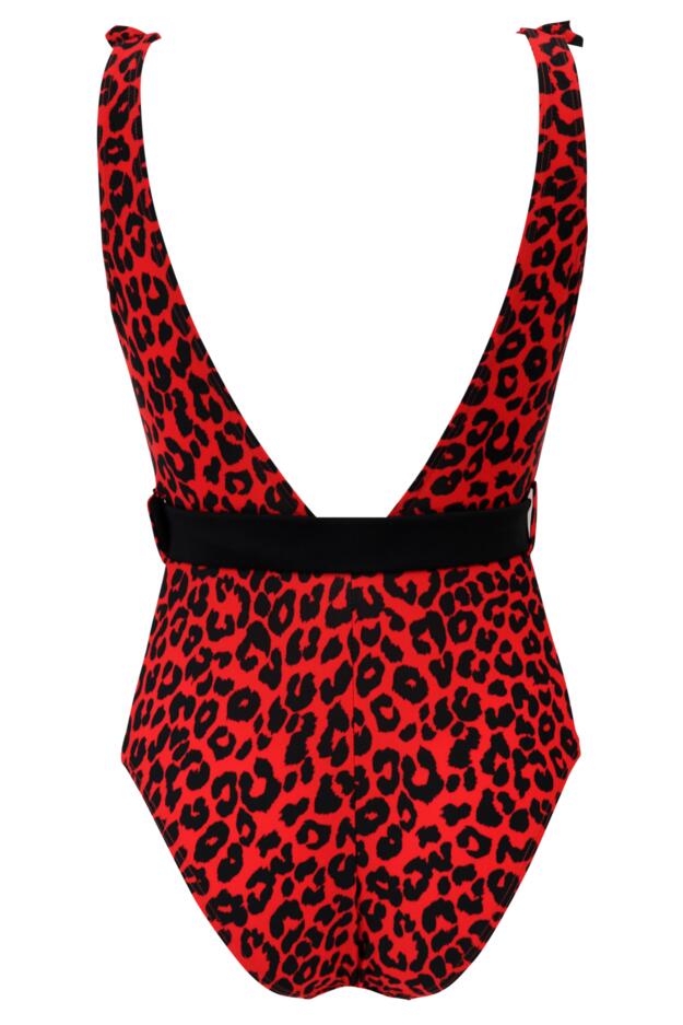 Frill Neck Belted Control Swimsuit