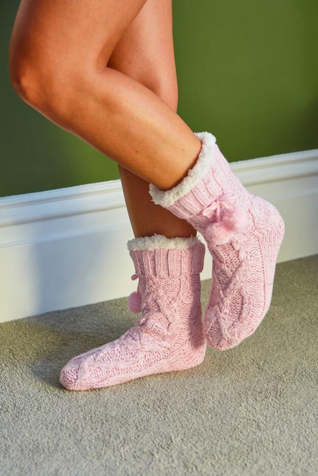 Cosy Cable Knit Slipper Sock 