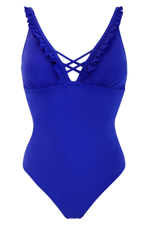 Frill Lace Up Tummy Control Swimsuit