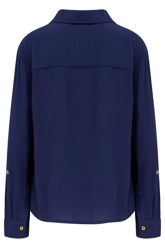 Crinkle Viscose Gold Trim Beach Shirt