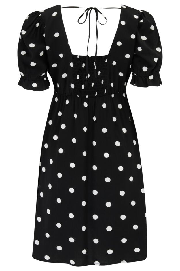 Shirred Back Puff Sleeve Mini Beach Dress