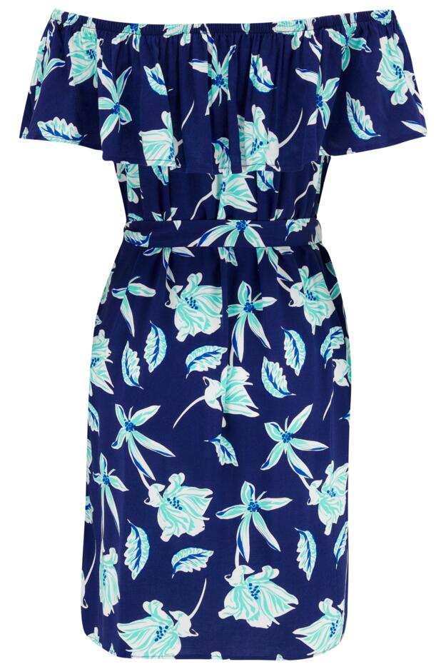 Woven Frill Belted Bardot Dress