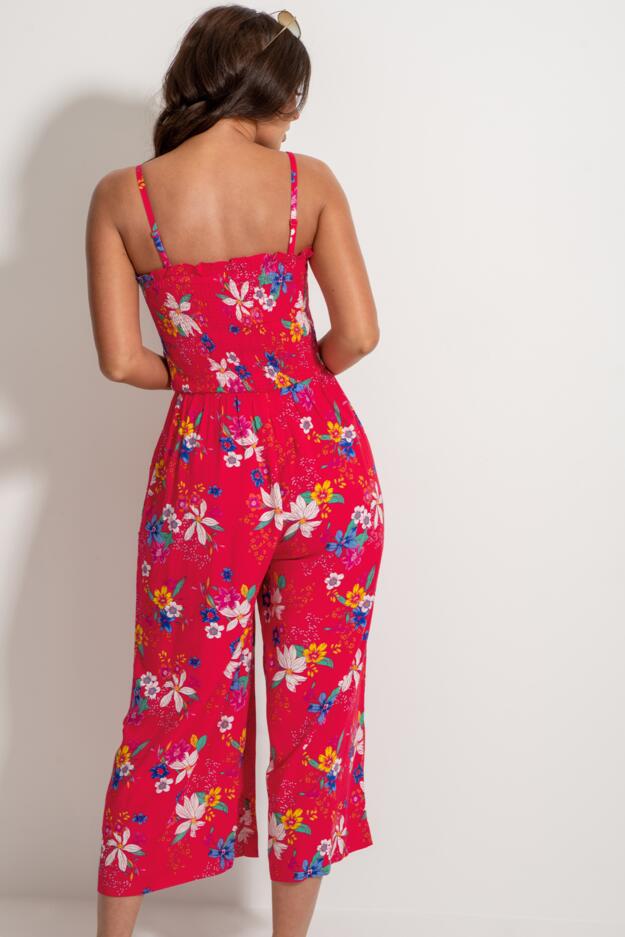 Shirred Crop Leg Jumpsuit