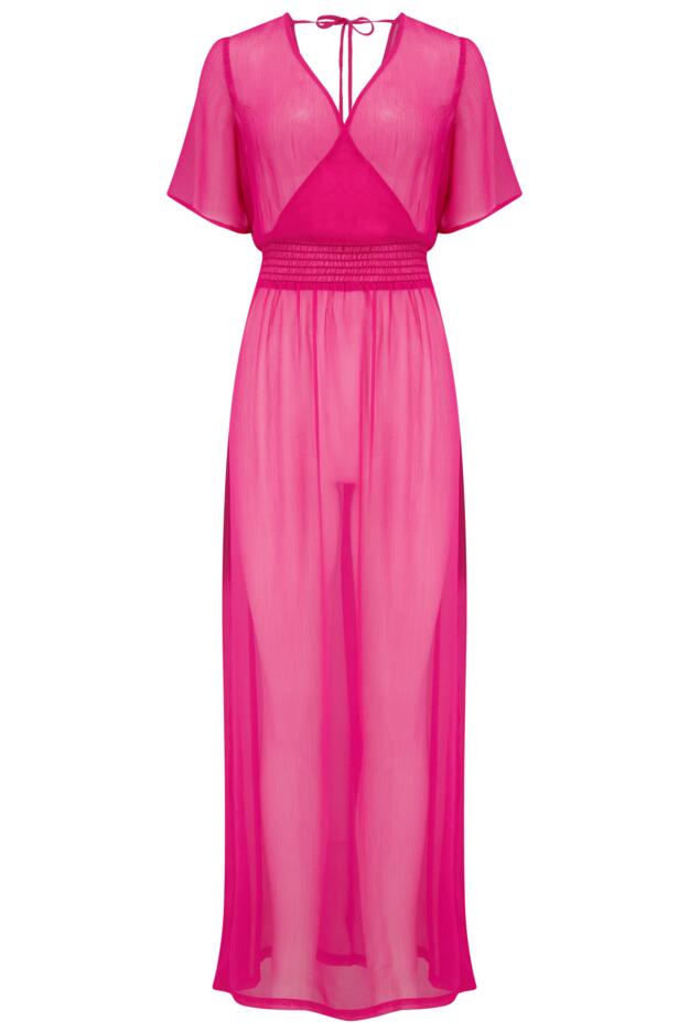 Short Sleeve Chiffon Wrap Maxi Kaftan