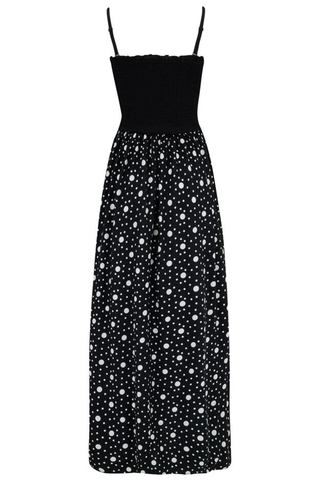 Removable Straps Shirred Split Maxi Dress
