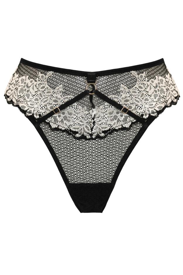India Two-Tone Bold Lace High-Leg Brief