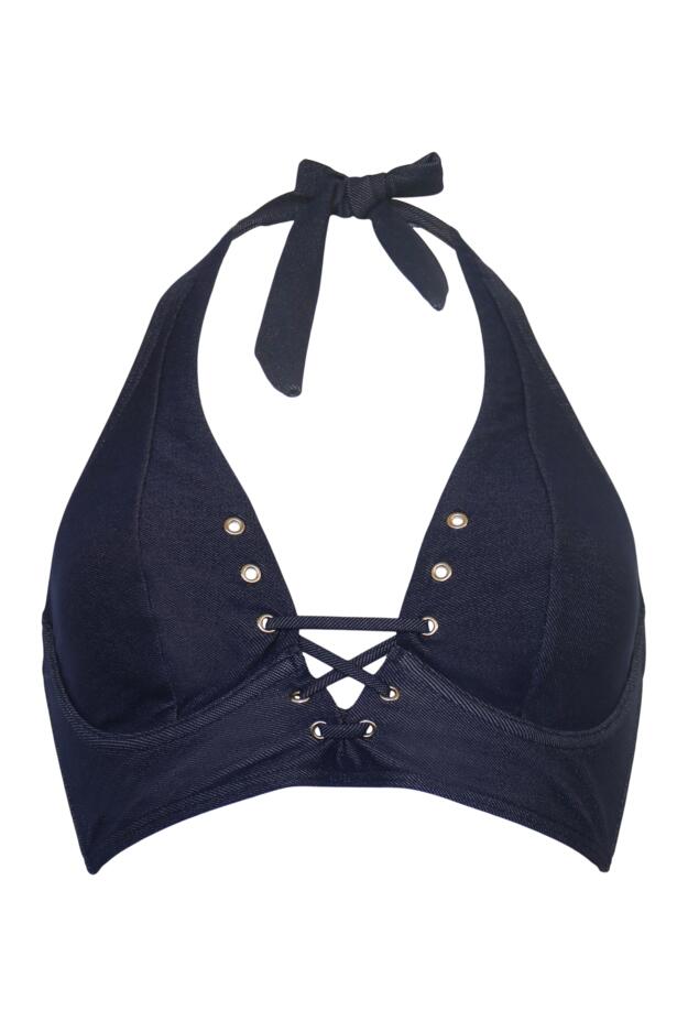 Adelaide Denim Underwired Lace Up Longline Top
