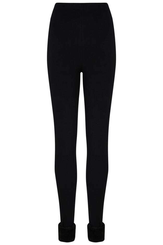 Faux Fur Trim Rib Jersey Loungewear Set