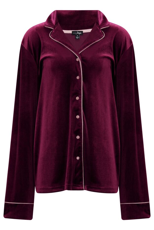 Velour Contrast Trim Pyjama Set