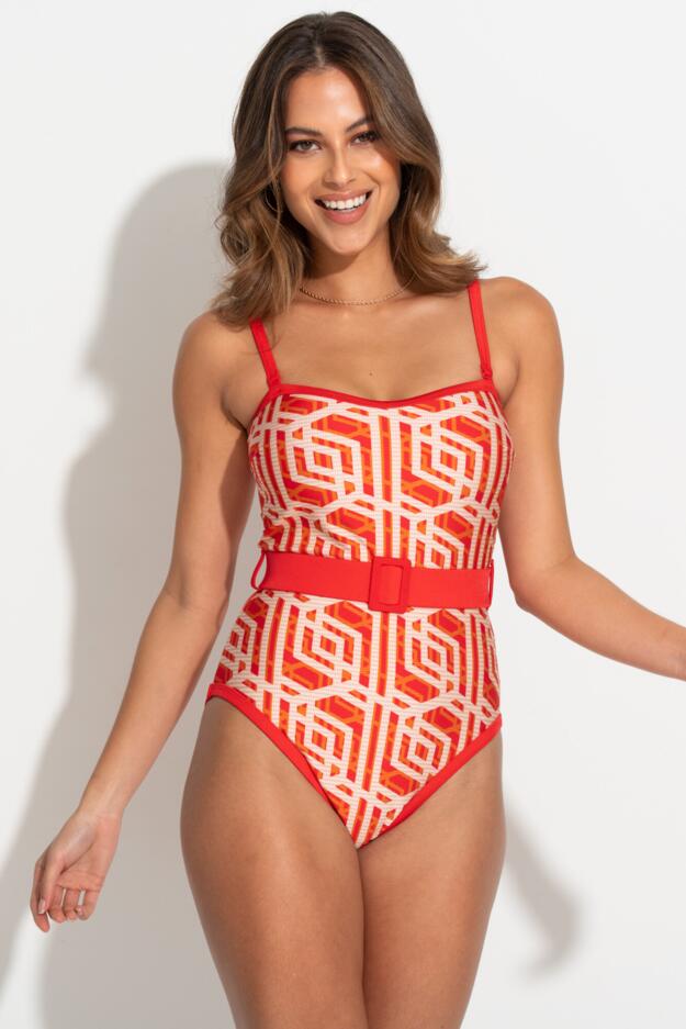 Casablanca Removable Straps Belted Control Swimsui