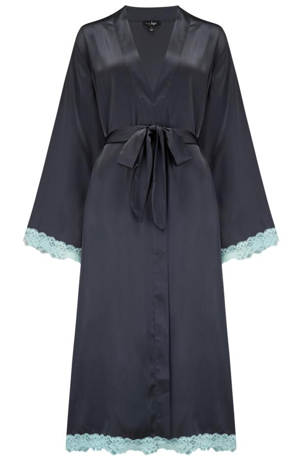Dusk Satin and Lace Kimono Sleeve Gown