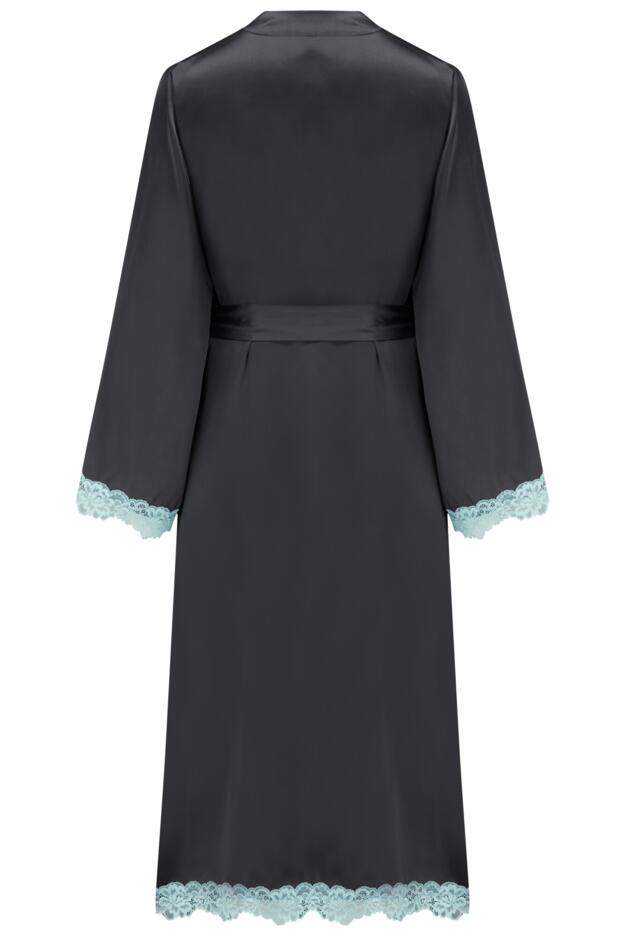 Dusk Satin and Lace Kimono Sleeve Gown