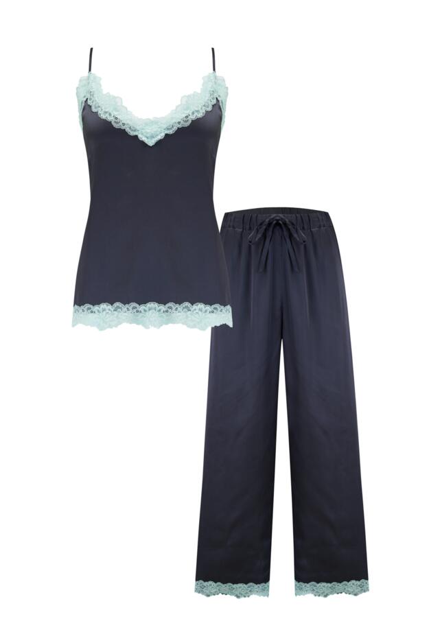 Dusk Satin and Lace Cami and Trouser Pyjama Set