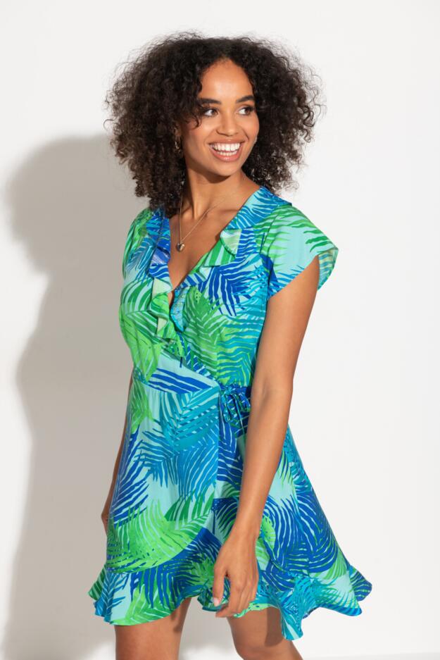 LENZING™ ECOVERO™ Viscose Frill Wrap Beach Dress 