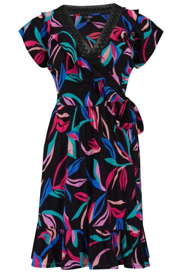 LENZING™ ECOVERO™ Viscose Crinkle Frill Wrap Beach Dress