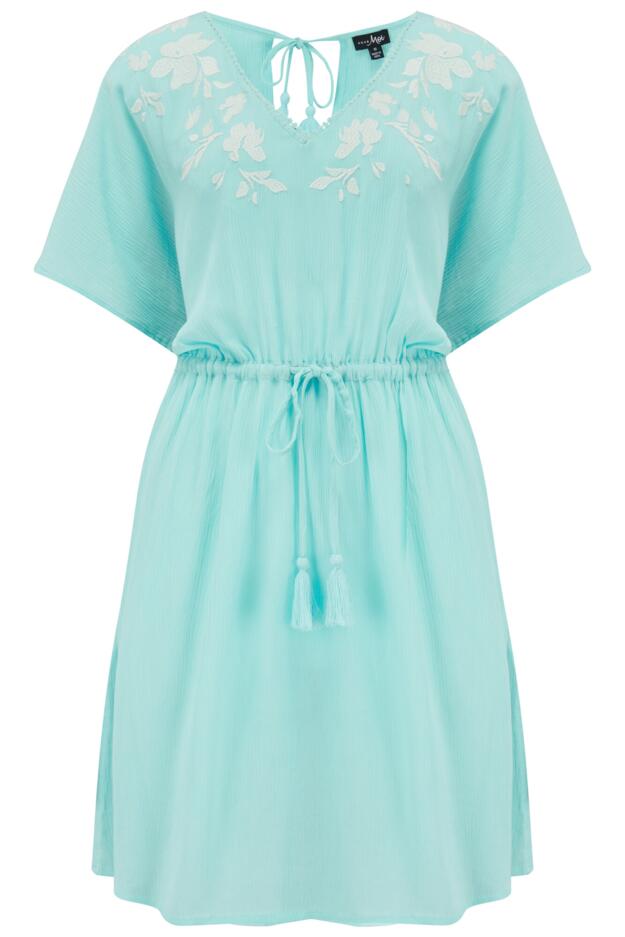 LENZING™ ECOVERO™ Viscose Crinkle Embroidered Beach Kaftan