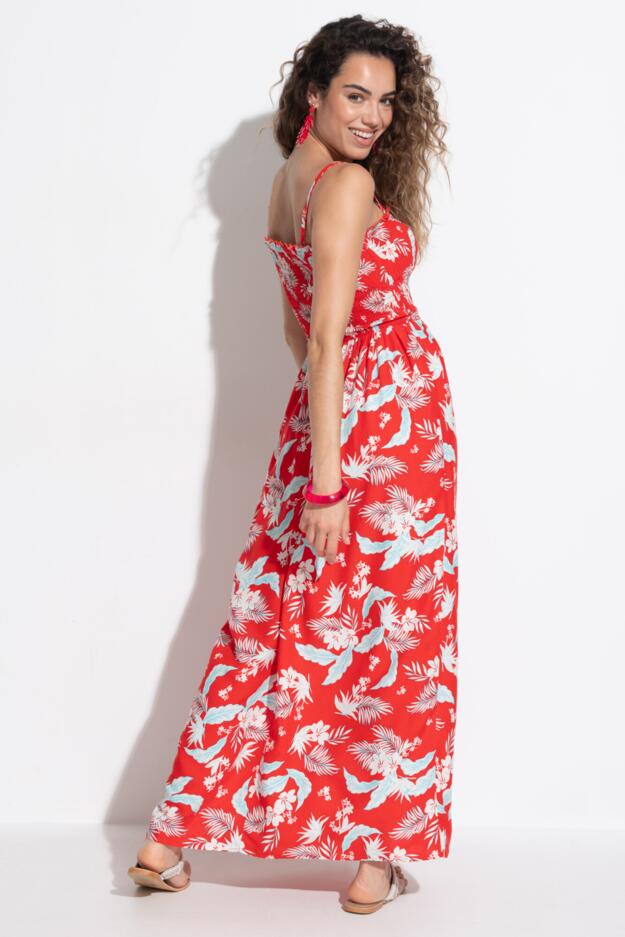 Strapless Shirred Bodice Maxi Beach Dress