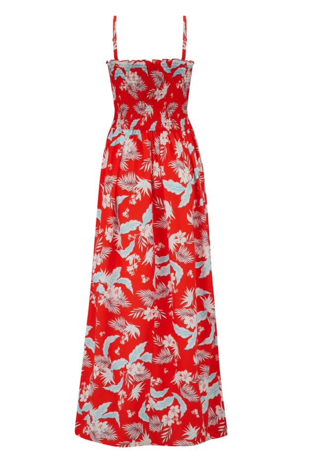 Strapless Shirred Bodice Maxi Beach Dress