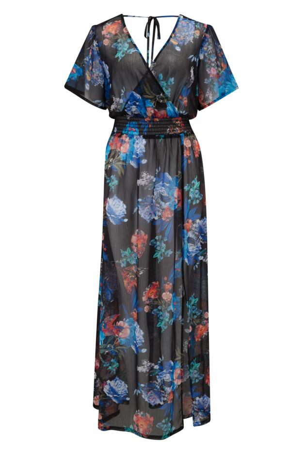 Short Sleeve Chiffon Wrap Maxi Kaftan