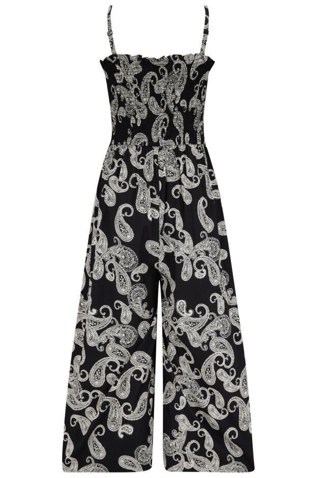 Strapless Shirred Bodice Crop Leg Beach Jumpsuit
