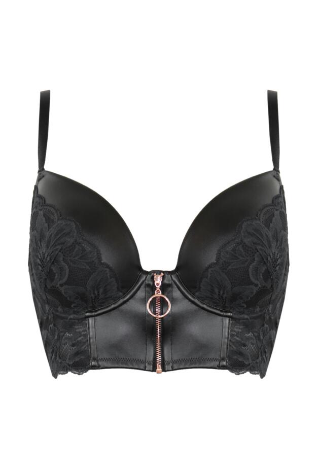 Onyx Zip Front Fastening Lightly Padded Plunge Longline