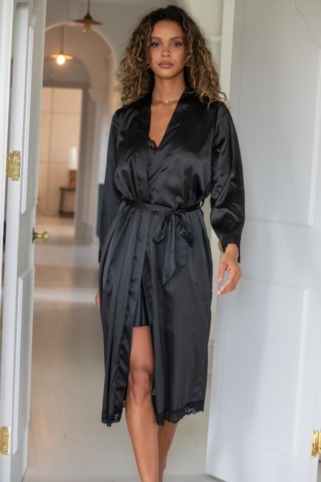 Dusk Satin Kimono Sleeve Midi Gown