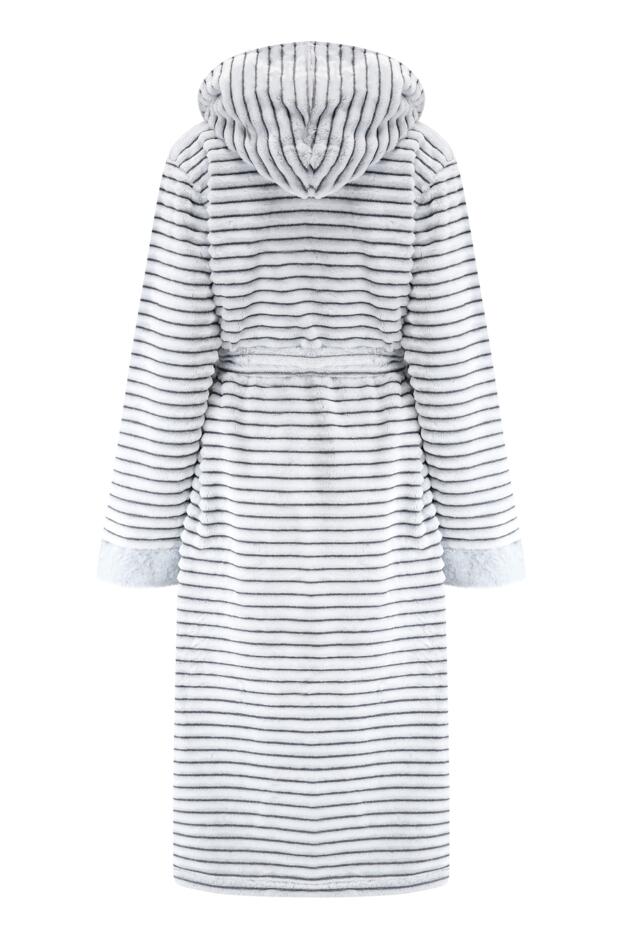 Cosy Ribbed Fleece Midi Hooded Dressing Gown  